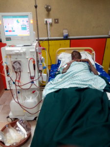 Miss Sanni Ganiyat at the dialysis centre receiving treatment