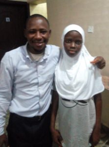 (Left), Comrade Folarin Adegboyega and Miss Sanni Ganiyat during a courtesy visitation of the volunteer group at the hospital guest house, Abuja