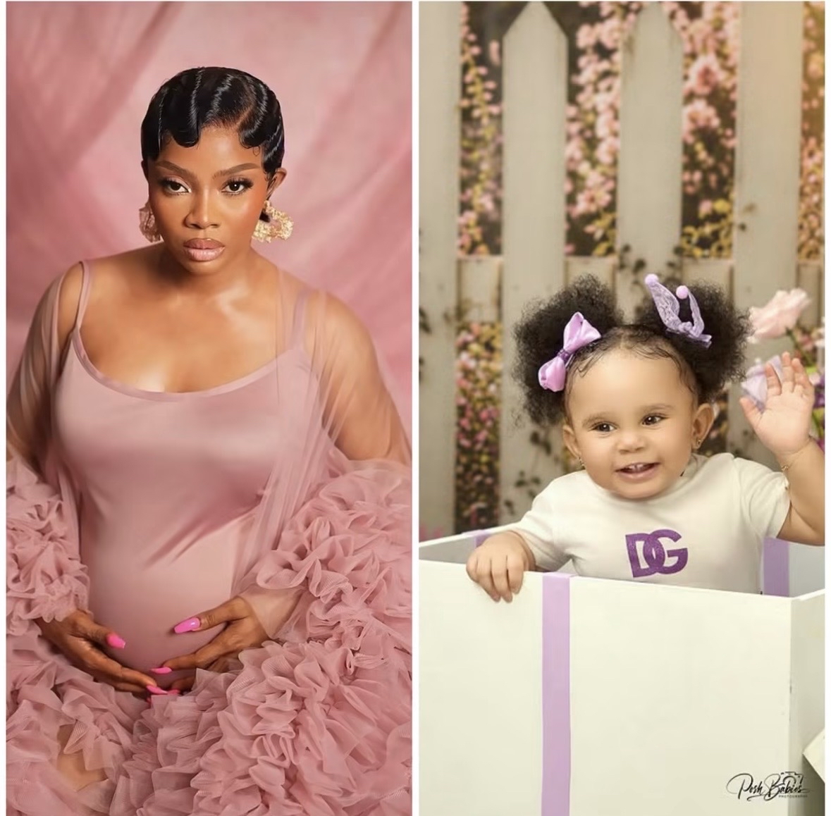 Toke Makinwa unveils daughter Yakira as she celebrates her first birthday and shares her first public photos with fans online.