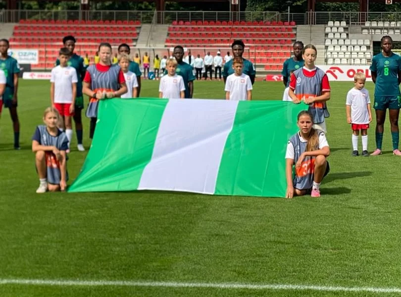 Nigeria’s Falconets celebrate after beating Poland 1-0